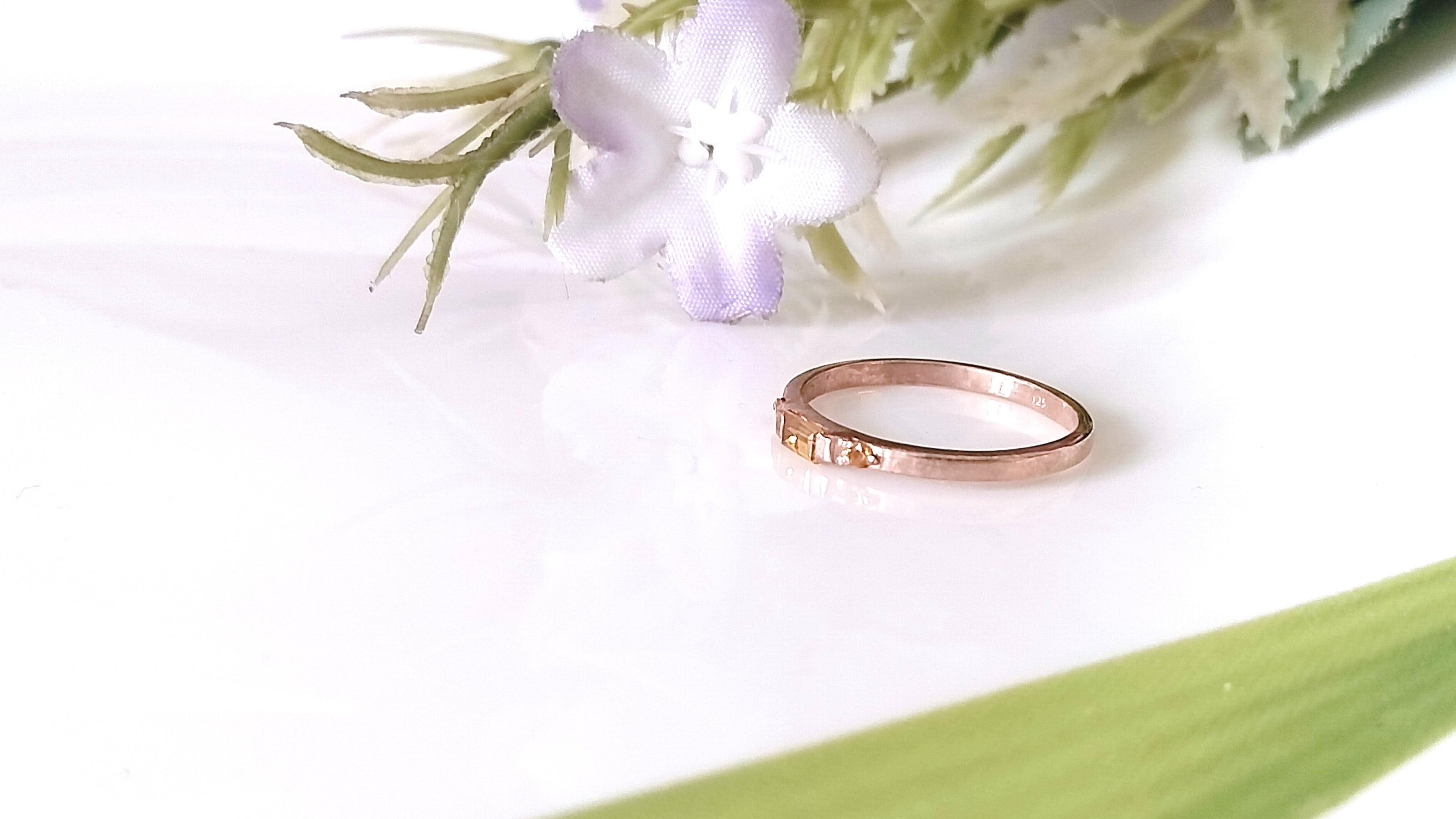 Yellow Topaz Baguette Rose Gold Ring, Minimalist Baguette Ring, Stacking Ring