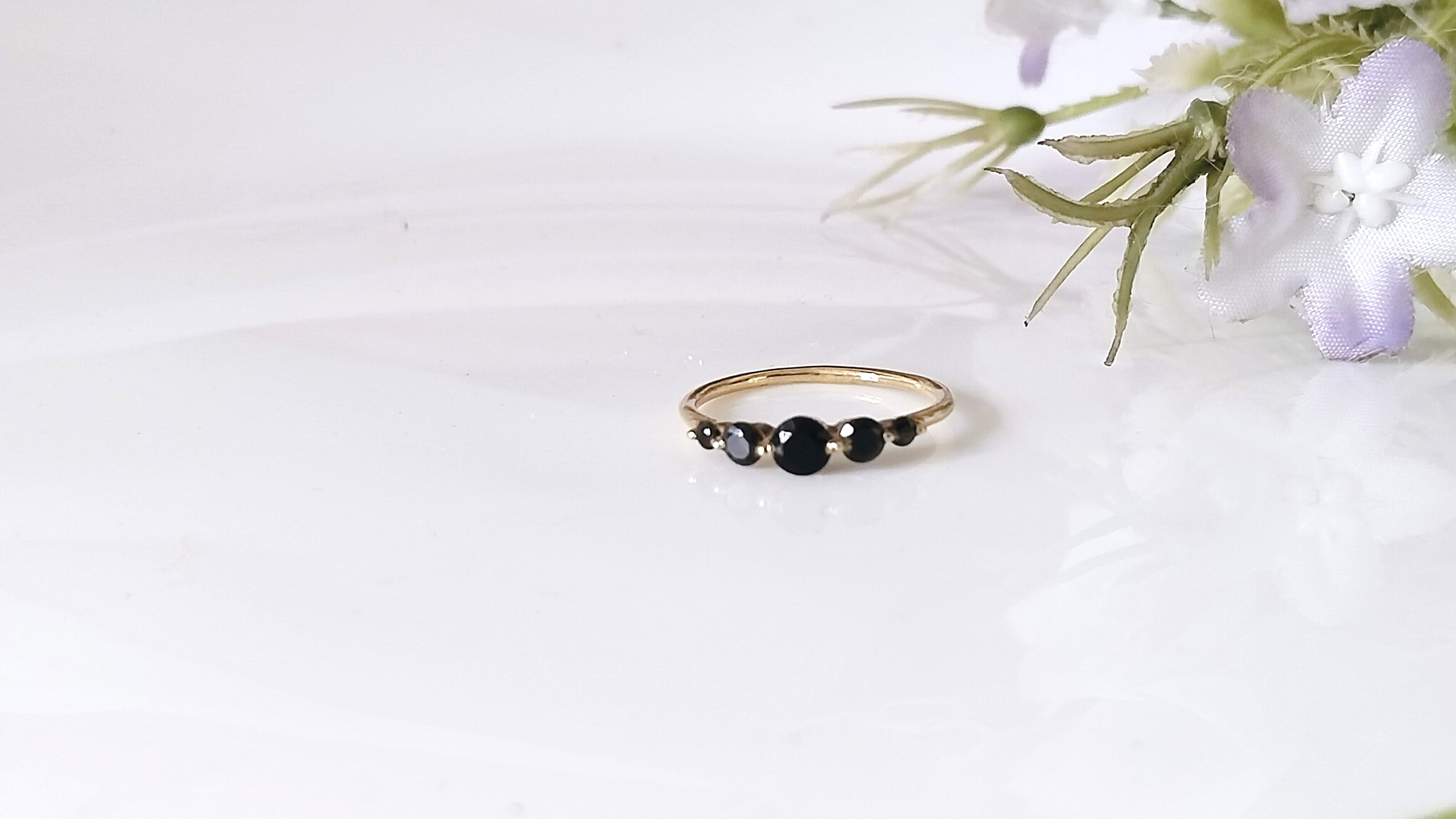 Black Onyx 14k Gold Ring, Dainty Stone Ring, Gift For Her, Personalized Gift