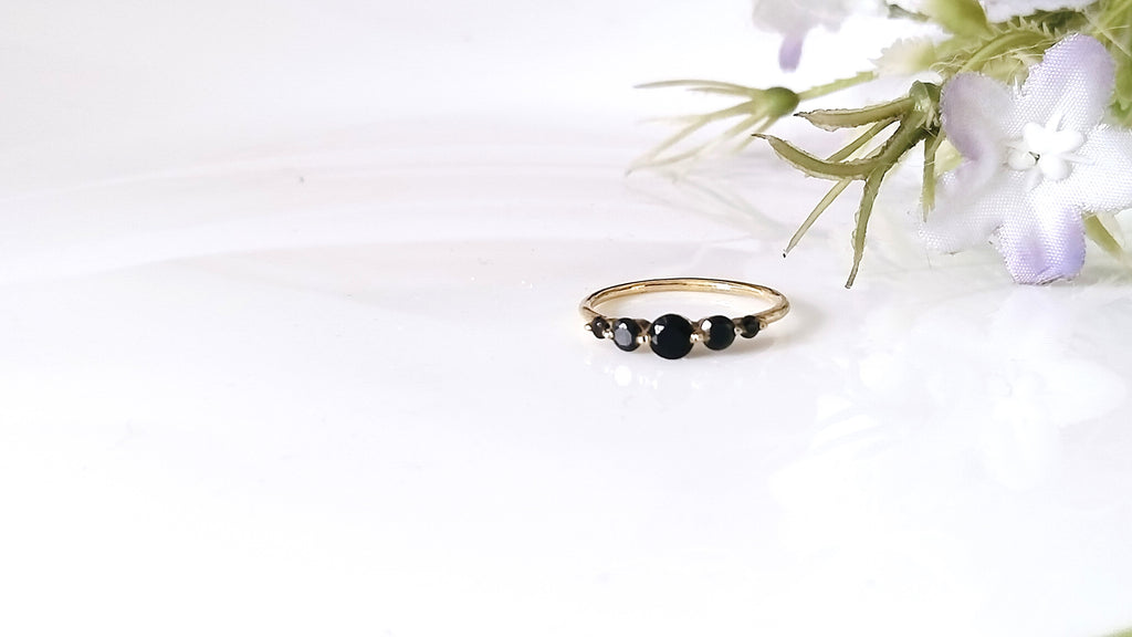 Black Onyx 14k Gold Ring, Dainty Stone Ring, Gift For Her, Personalized Gift