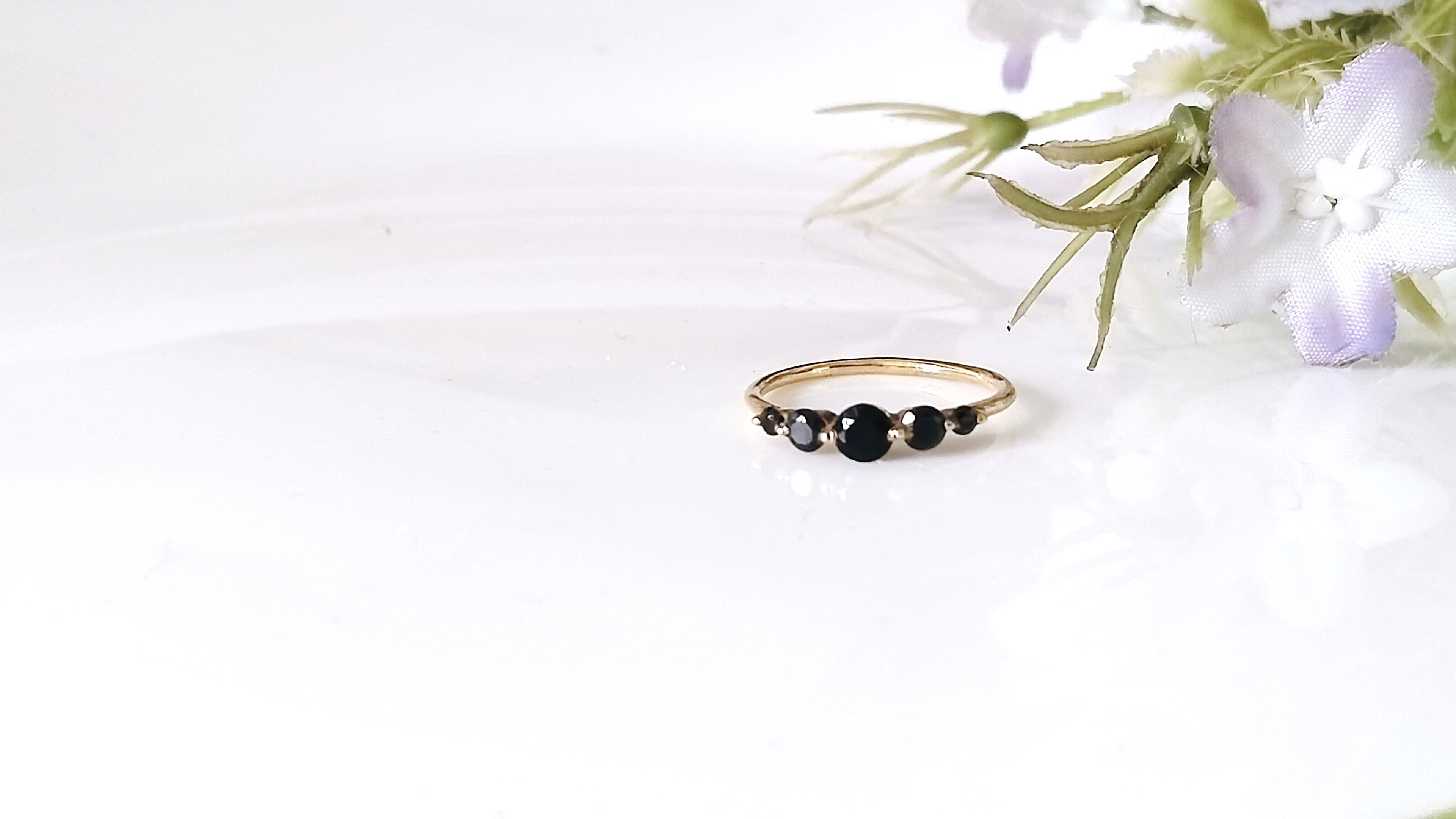 Black Onyx 14k Gold Ring, Dainty Stone Ring, Gift For Her, Personalized Gift
