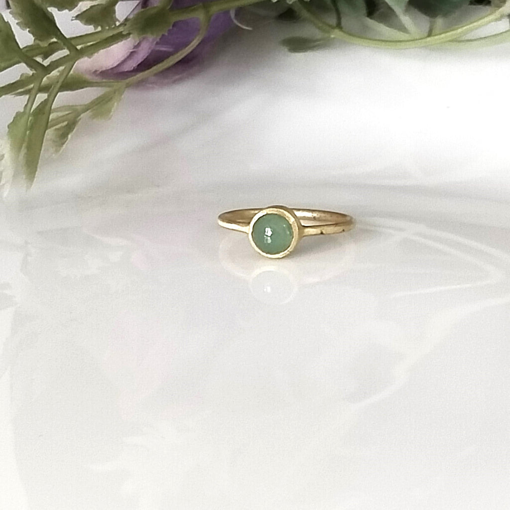 Green Jade 14k Gold Ring, Minimalist Gold Ring, Personalized Gift