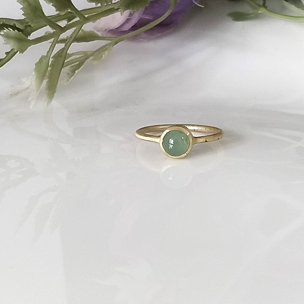 Green Jade 14k Gold Ring, Minimalist Gold Ring, Personalized Gift