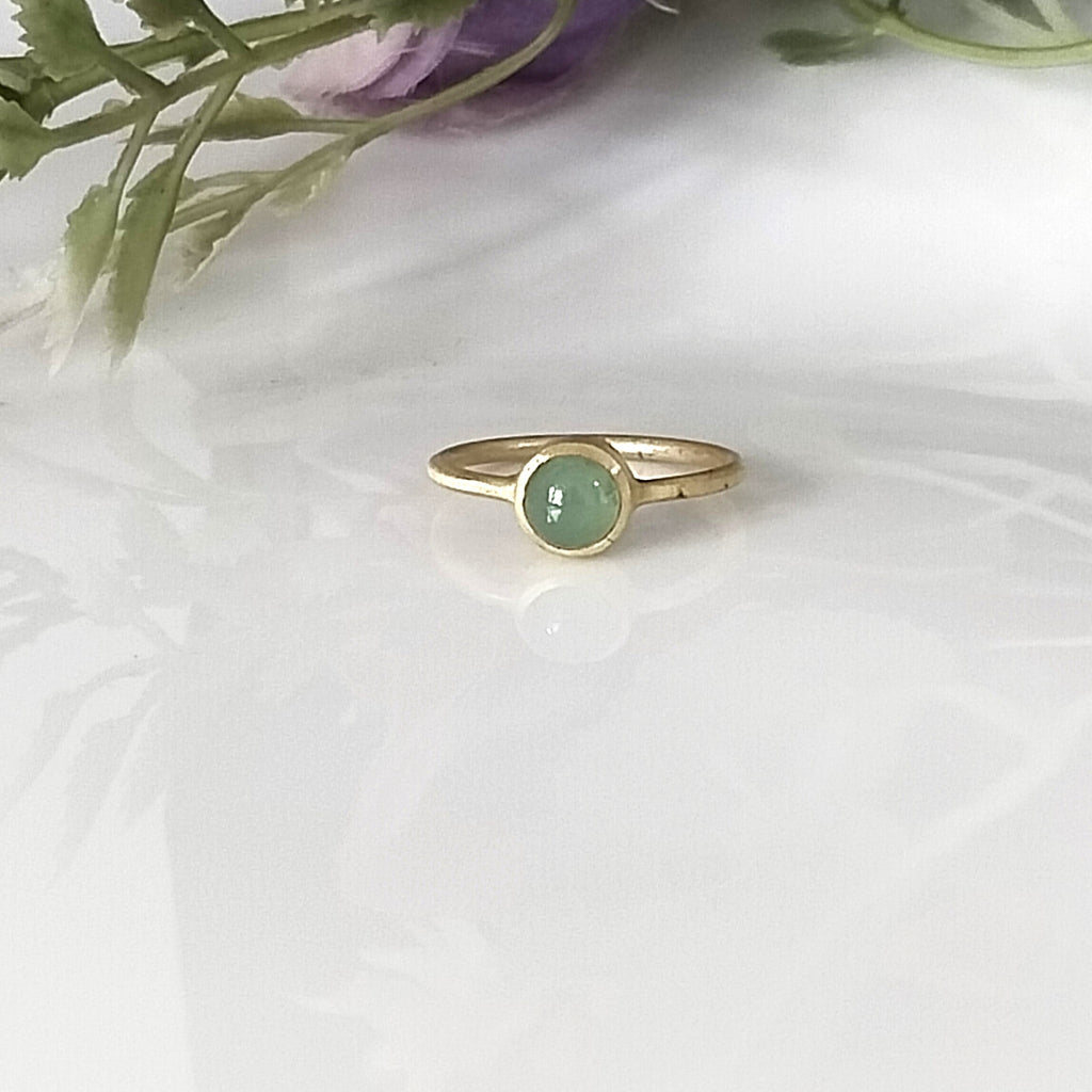 Green Jade 14k Gold Ring, Minimalist Gold Ring, Personalized Gift