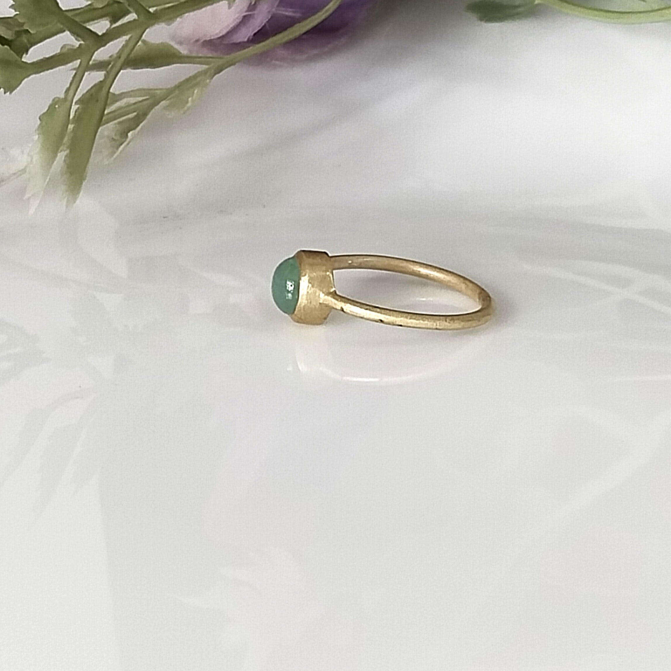 Green Jade 14k Gold Ring, Minimalist Gold Ring, Personalized Gift