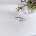 Opal 14k Rose Gold Ring, Minimalist Stone Ring, Personalized Gift
