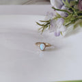 Opal 14k Rose Gold Ring, Minimalist Stone Ring, Personalized Gift
