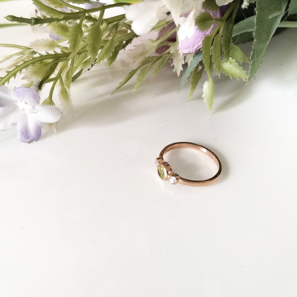 Peridot 14k Rose Gold Ring, Minimalist Stone Ring, Personalized Gift, Anniversary Ring
