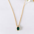 Emerald 14k Gold Necklace, Minimalist Emerald Chain Necklace, Gift For Her