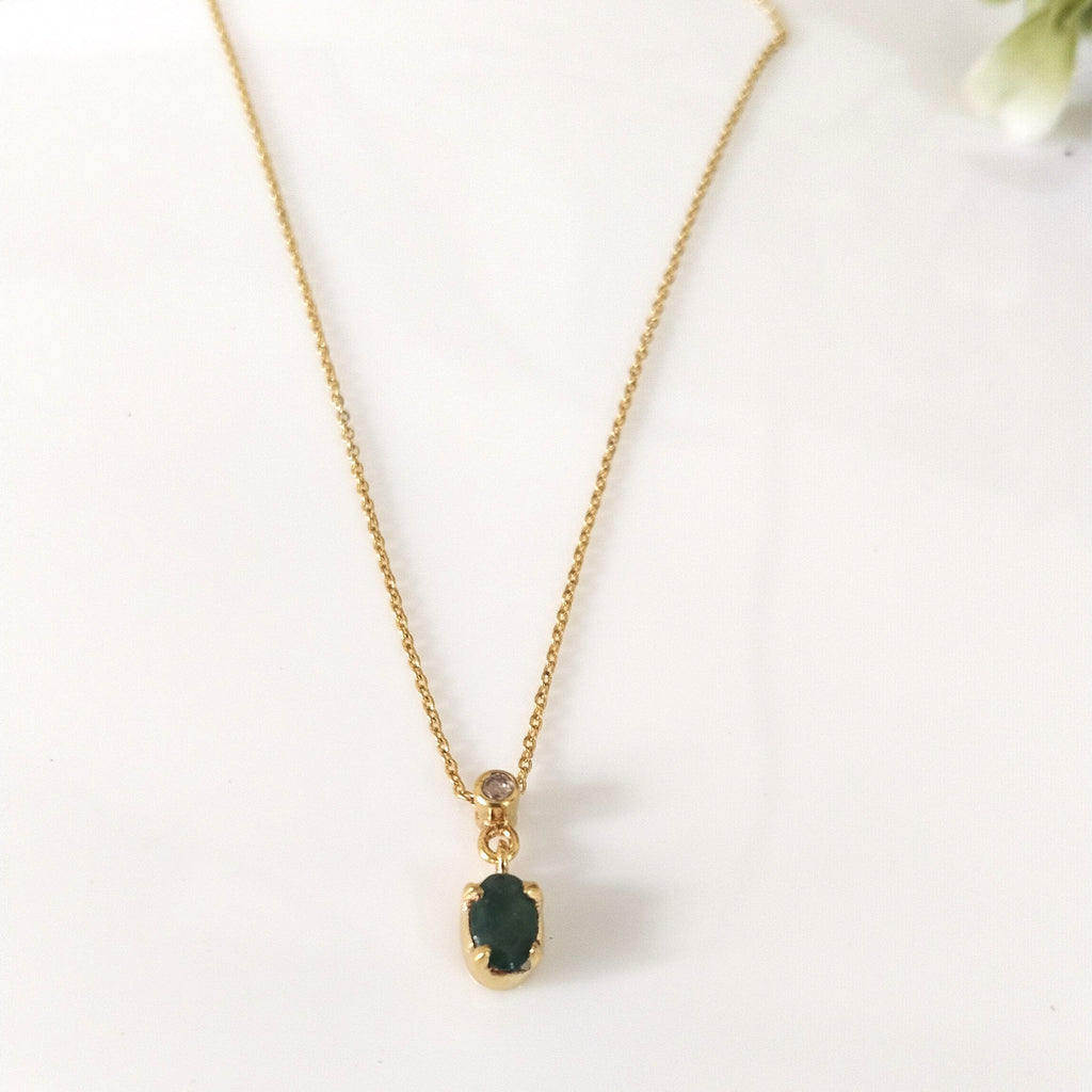 Emerald Minimalist Necklace, 14k Gold Emerald Necklace, Gift For Her