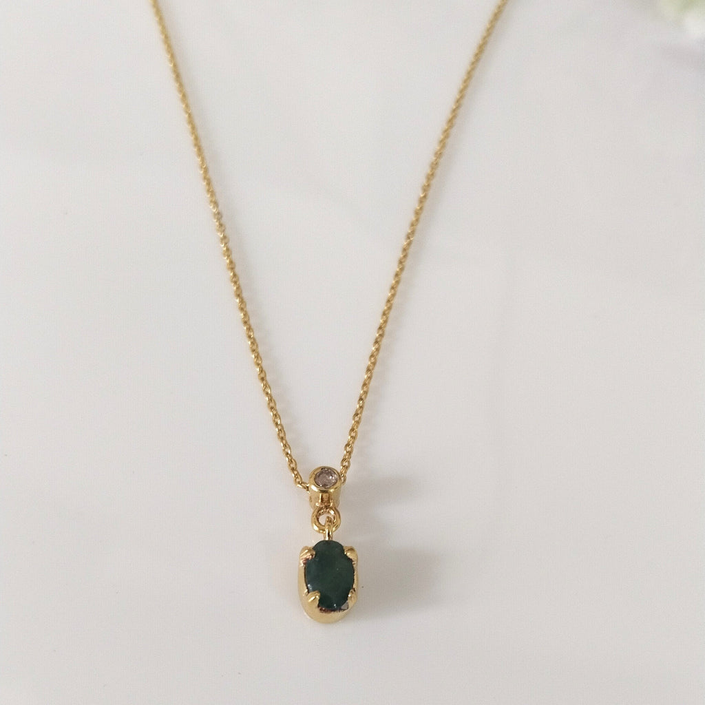 Emerald Minimalist Necklace, 14k Gold Emerald Necklace, Gift For Her