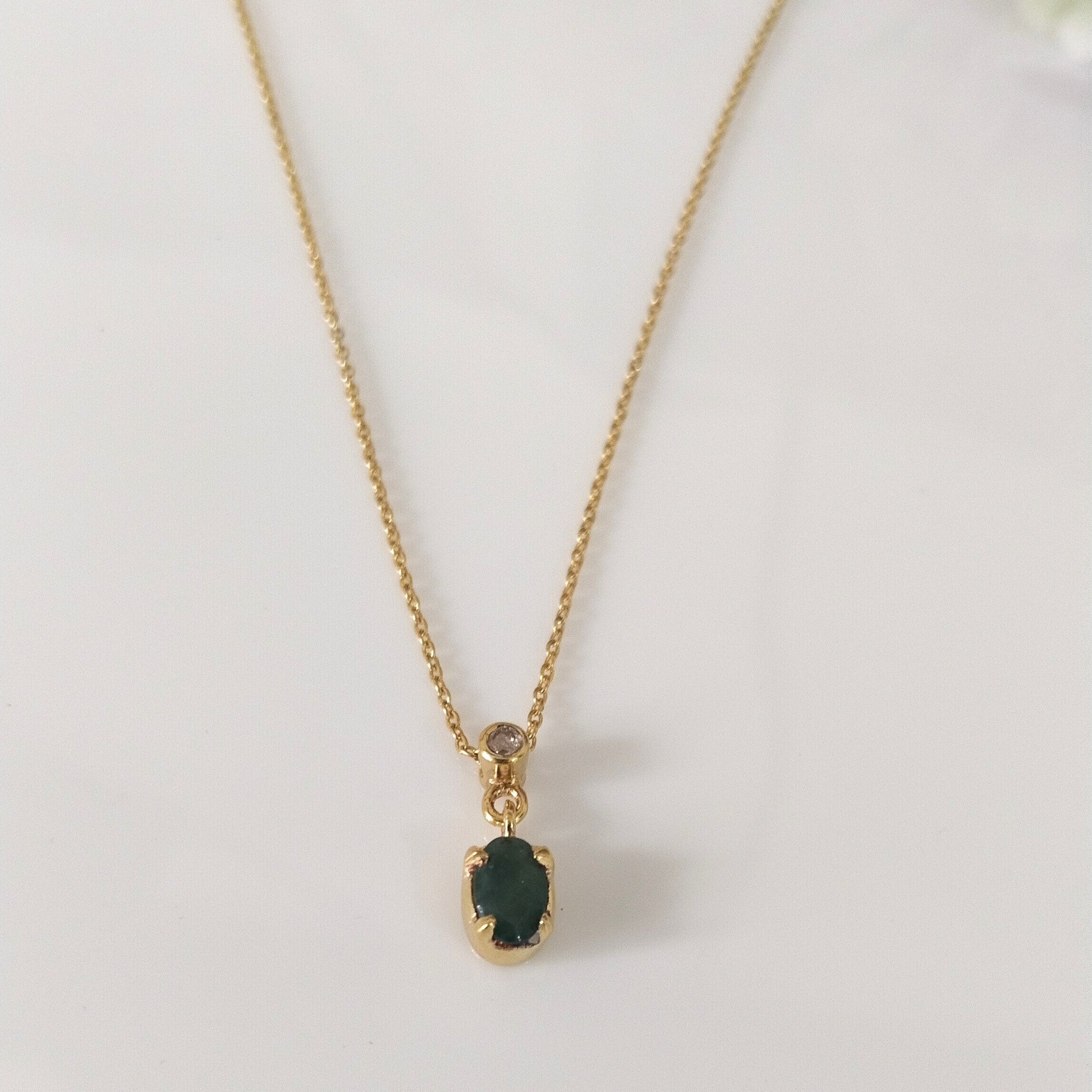 Emerald Minimalist Necklace, 14k Gold Emerald Necklace, Gift For Her