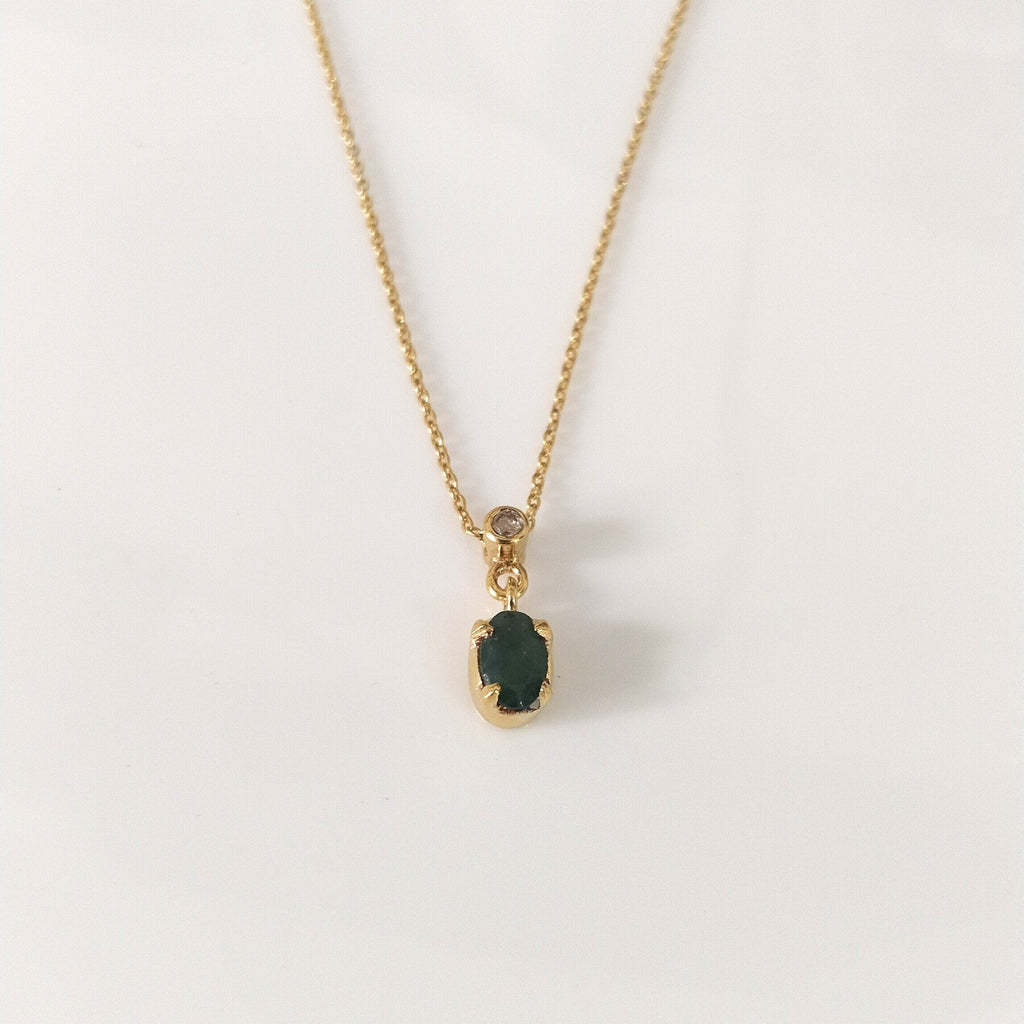 Emerald Minimalist Necklace, 14k Gold Emerald Necklace, Gift For Her