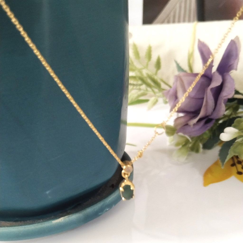 Emerald Minimalist Necklace, 14k Gold Emerald Necklace, Gift For Her