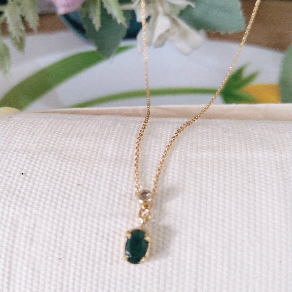 Emerald Minimalist Necklace, 14k Gold Emerald Necklace, Gift For Her