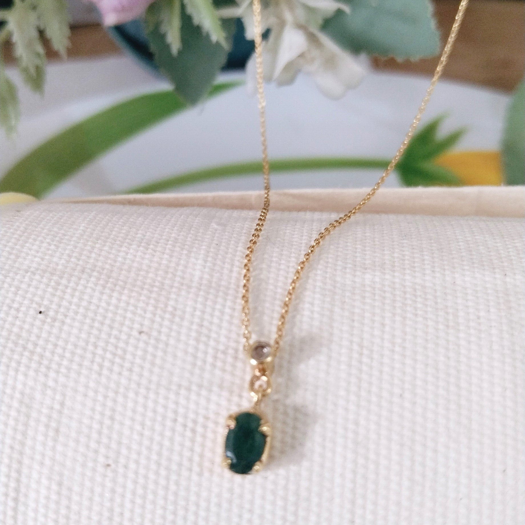 Emerald Minimalist Necklace, 14k Gold Emerald Necklace, Gift For Her