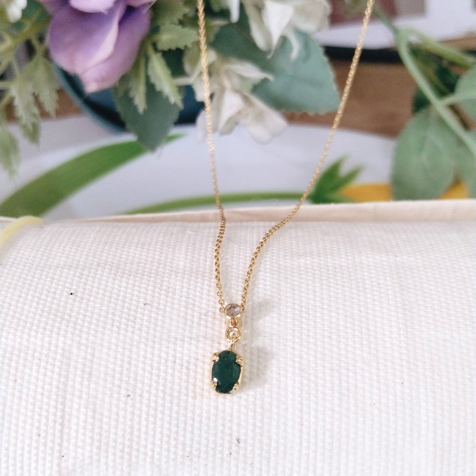 Emerald Minimalist Necklace, 14k Gold Emerald Necklace, Gift For Her