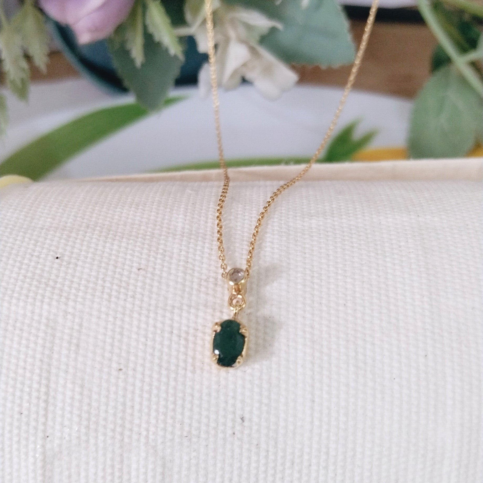 Emerald Minimalist Necklace, 14k Gold Emerald Necklace, Gift For Her