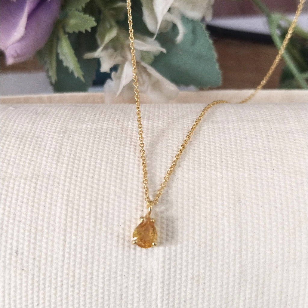 Yellow topaz 14k Gold Necklace, Minimalist Stone Necklace, Gift For Her