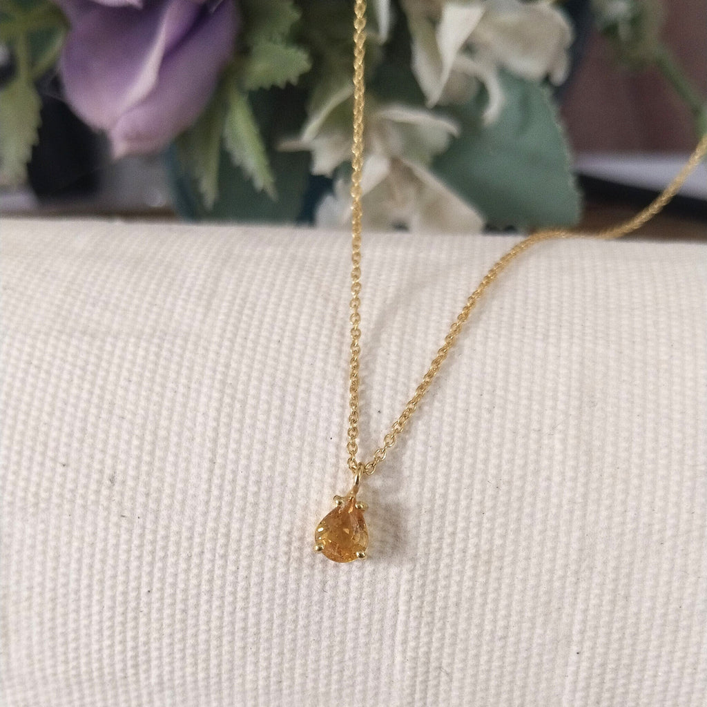 Yellow topaz 14k Gold Necklace, Minimalist Stone Necklace, Gift For Her