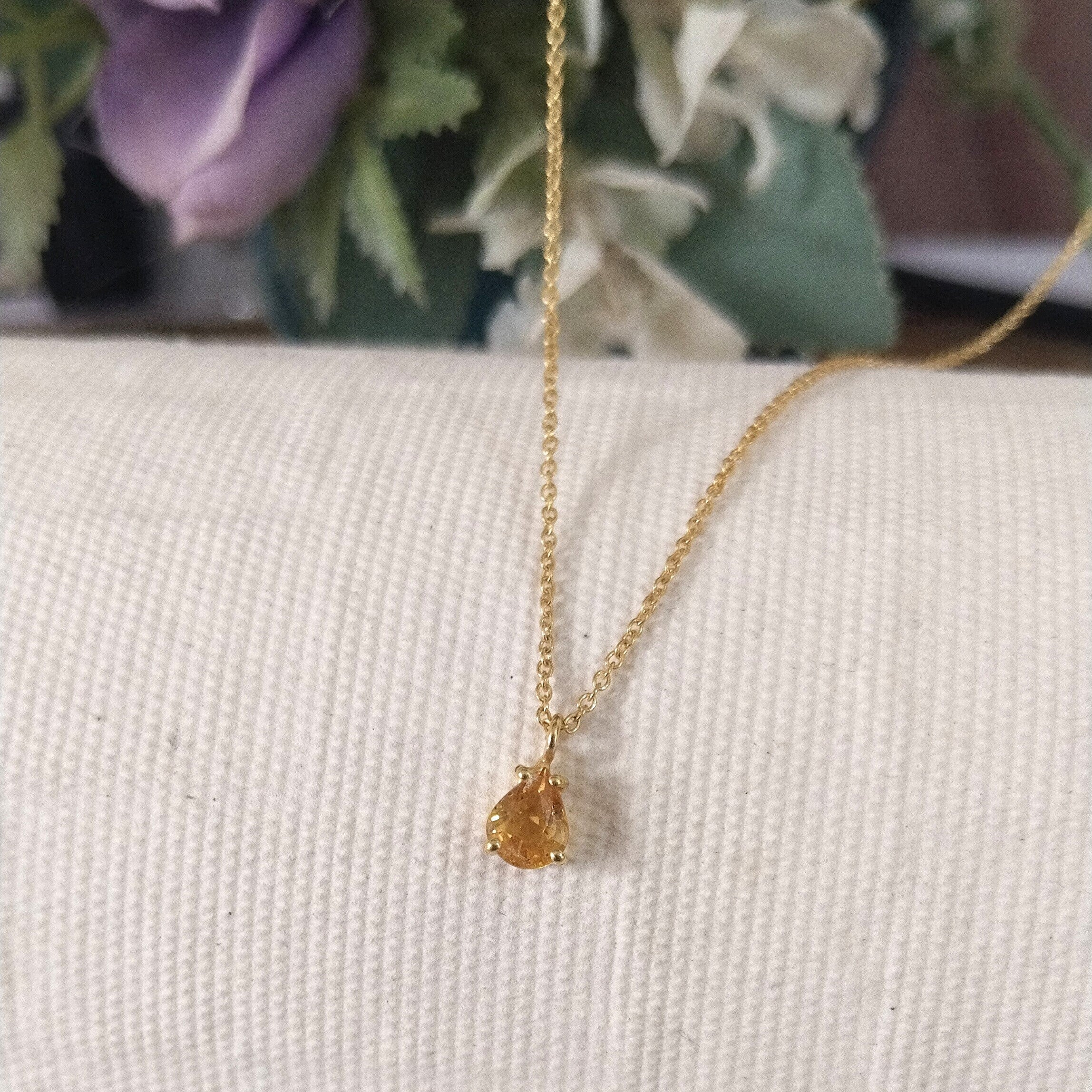 Yellow topaz 14k Gold Necklace, Minimalist Stone Necklace, Gift For Her