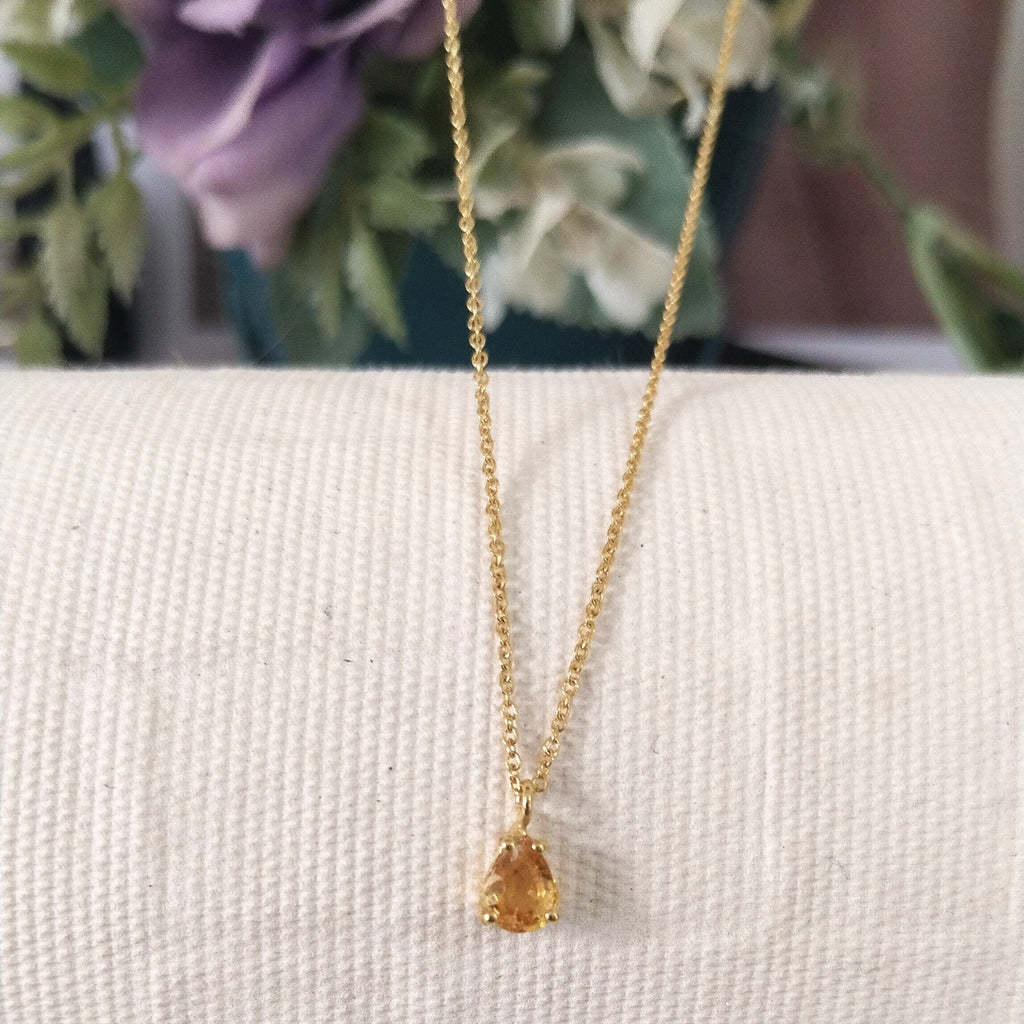 Yellow topaz 14k Gold Necklace, Minimalist Stone Necklace, Gift For Her