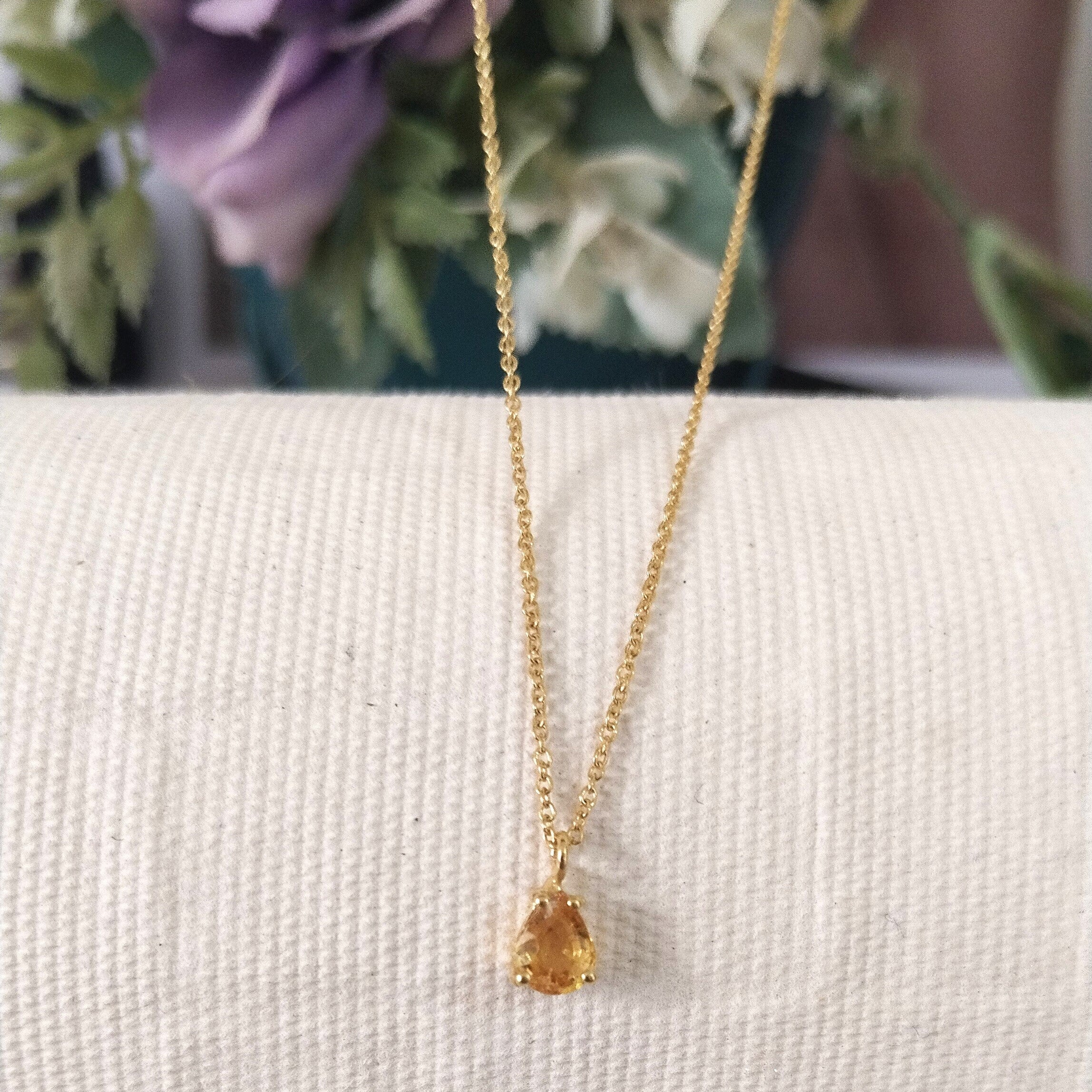 Yellow topaz 14k Gold Necklace, Minimalist Stone Necklace, Gift For Her