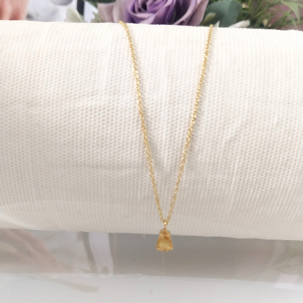 Yellow topaz 14k Gold Necklace, Minimalist Stone Necklace, Gift For Her