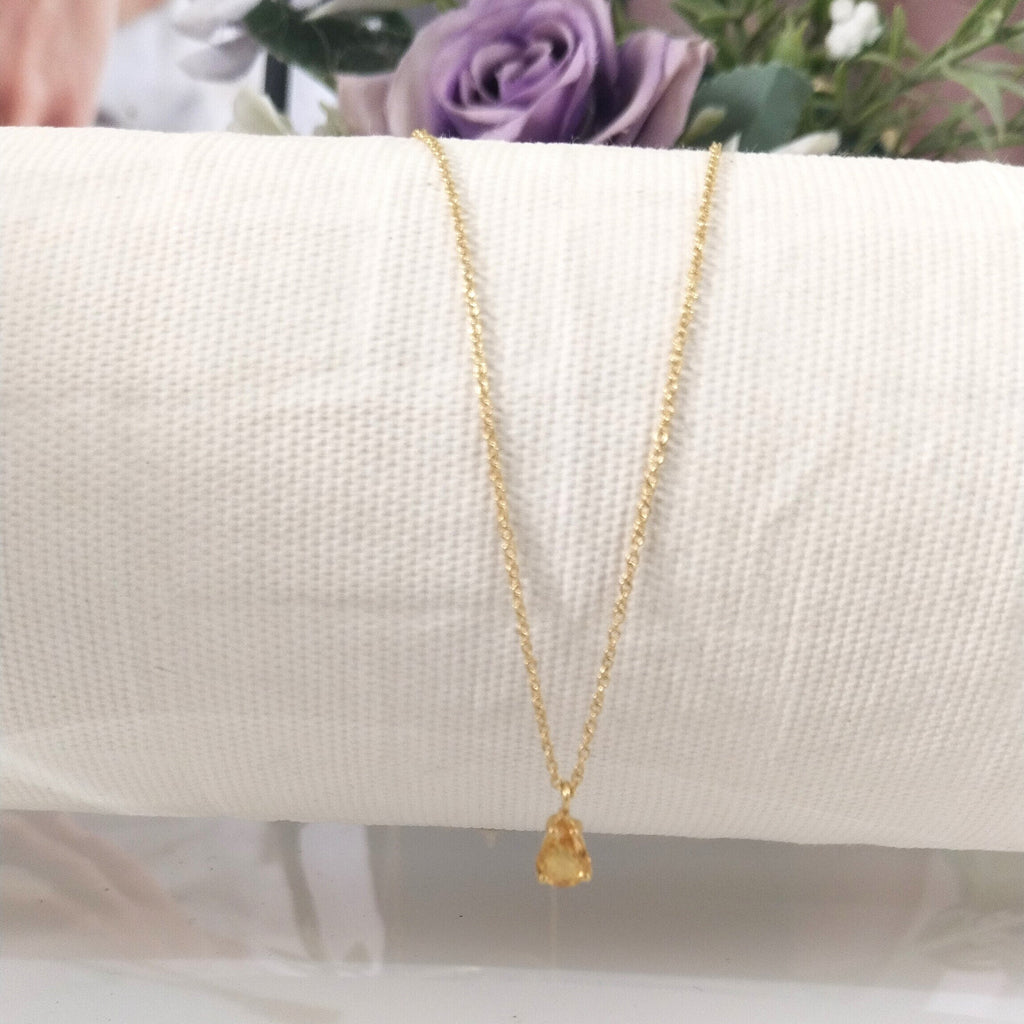 Yellow topaz 14k Gold Necklace, Minimalist Stone Necklace, Gift For Her
