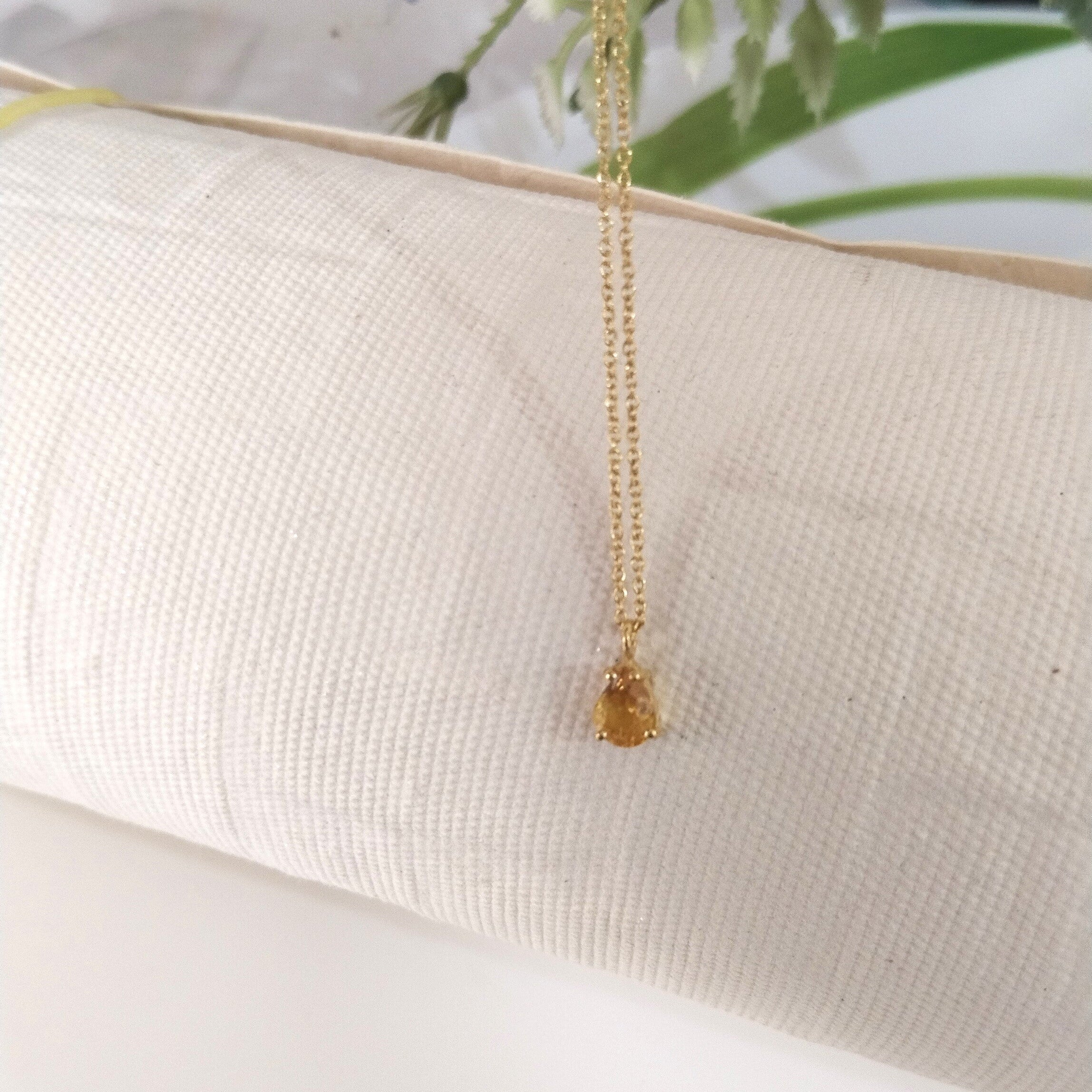 Yellow topaz 14k Gold Necklace, Minimalist Stone Necklace, Gift For Her