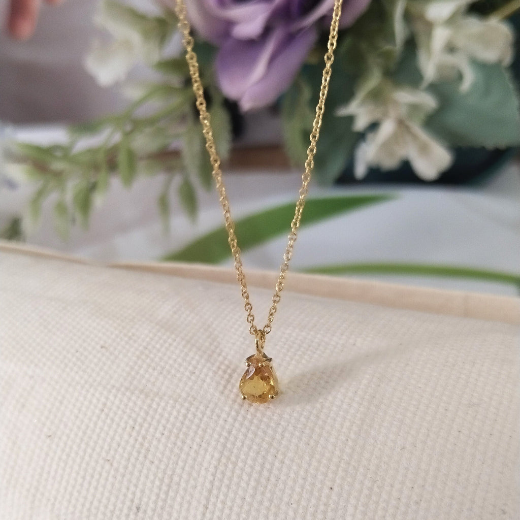 Yellow topaz 14k Gold Necklace, Minimalist Stone Necklace, Gift For Her