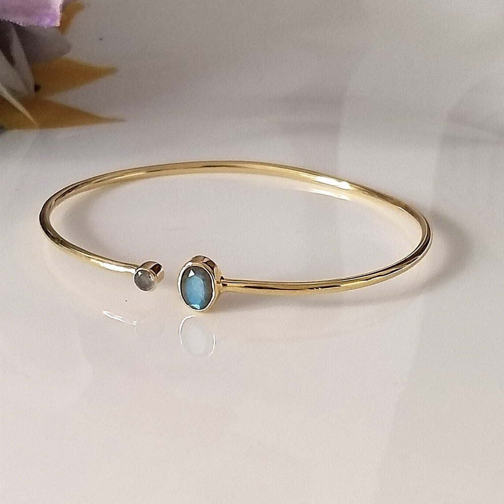 Labradorite 14k Gold Bangle, Minimalist Bangles, Personalized Gift