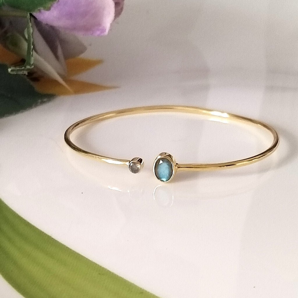 Labradorite 14k Gold Bangle, Minimalist Bangles, Personalized Gift