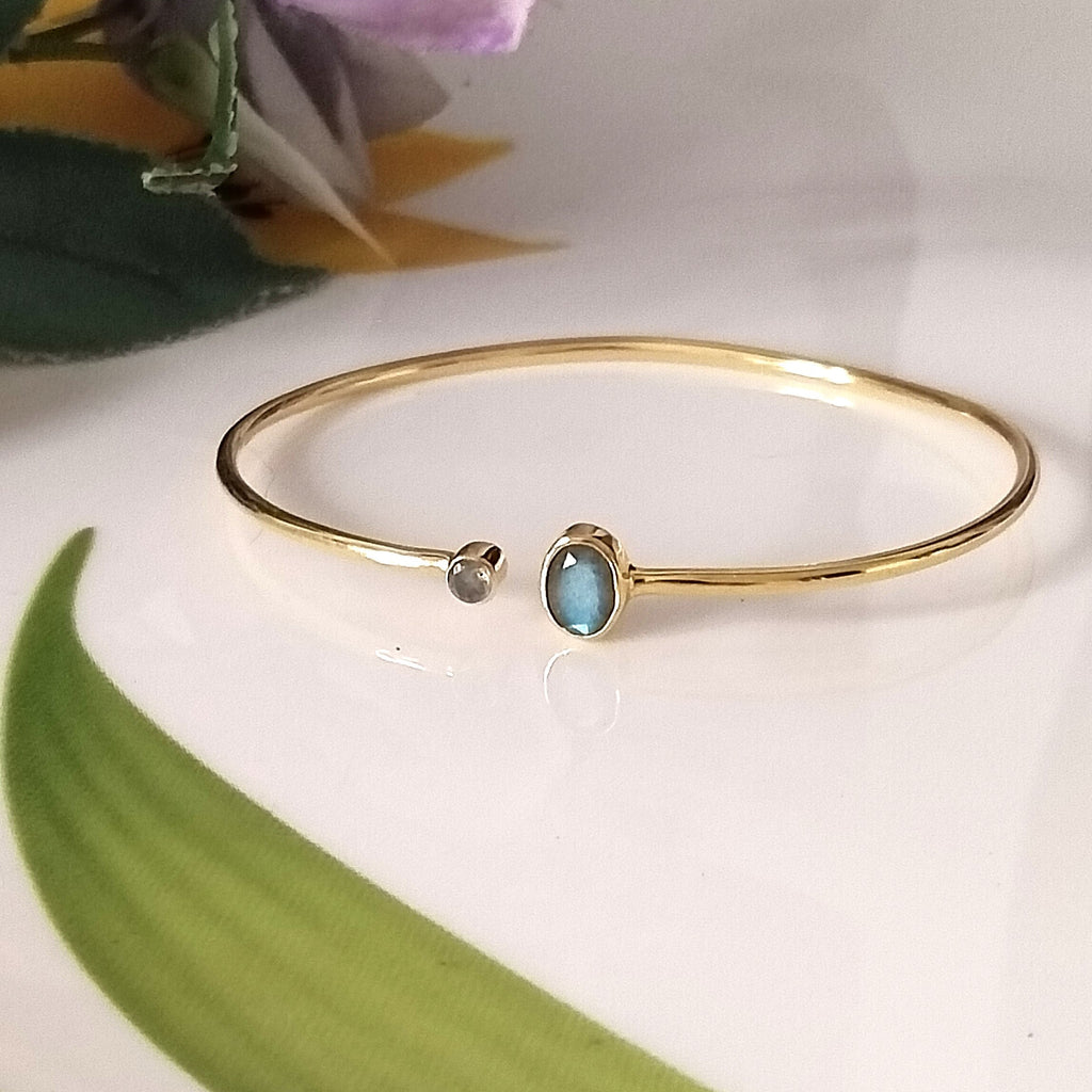 Labradorite 14k Gold Bangle, Minimalist Bangles, Personalized Gift