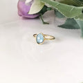Blue Topaz 14k Gold Ring, Minimalist Stone Ring, Gift For Her, Personalized Gift