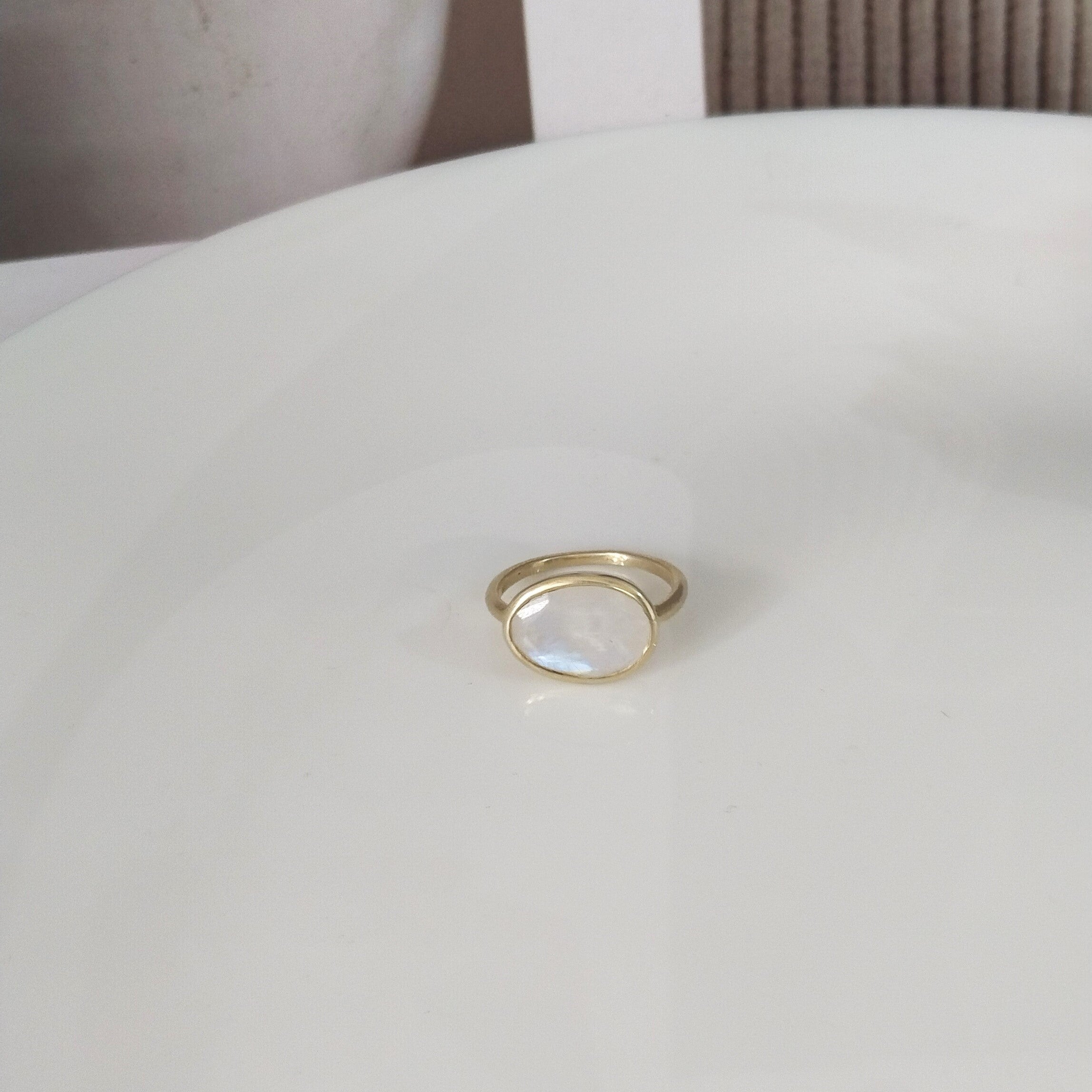 Moonstone 14k Gold Ring, Minimalist Stone Ring, Gift For Her,
