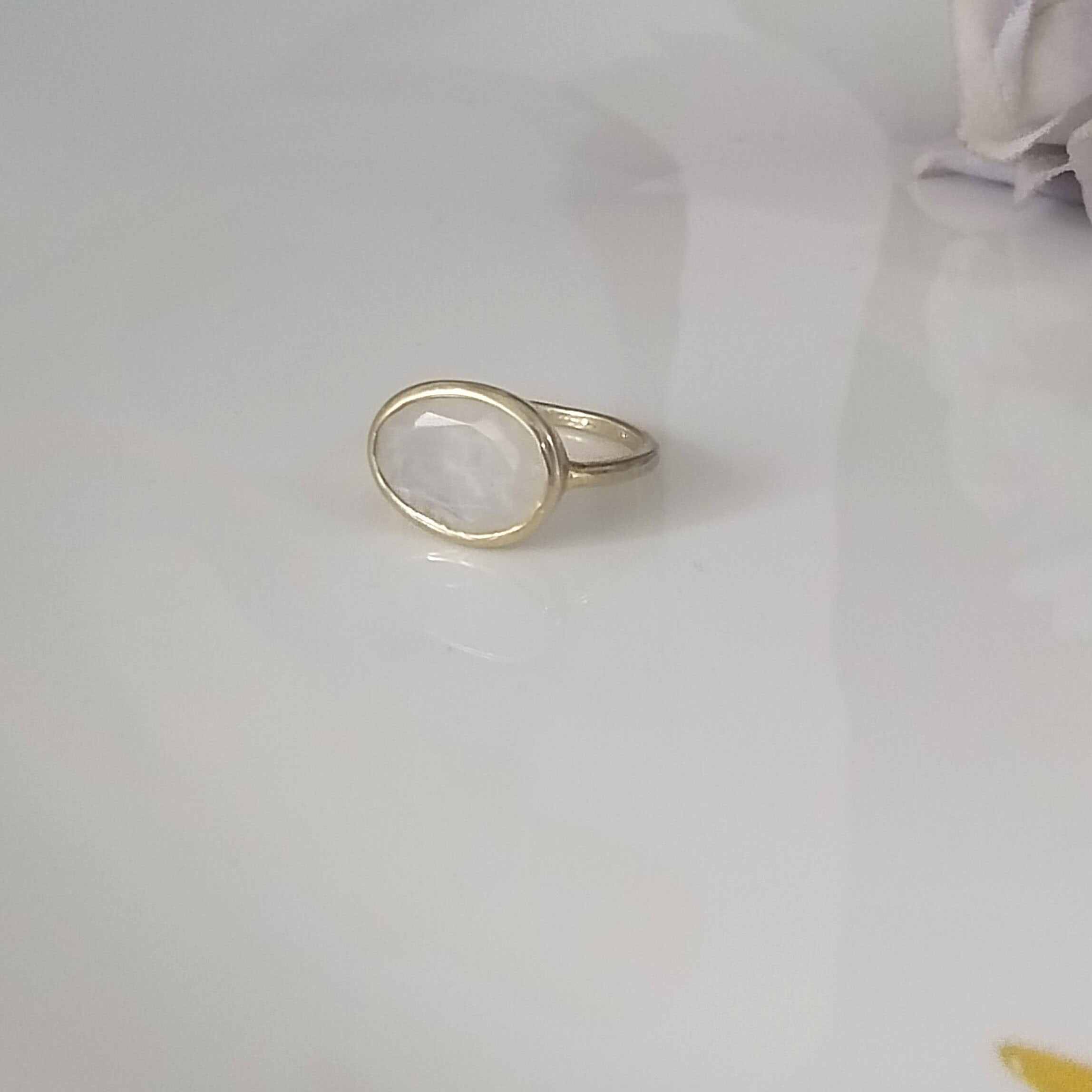 Moonstone 14k Gold Ring, Minimalist Stone Ring, Gift For Her,
