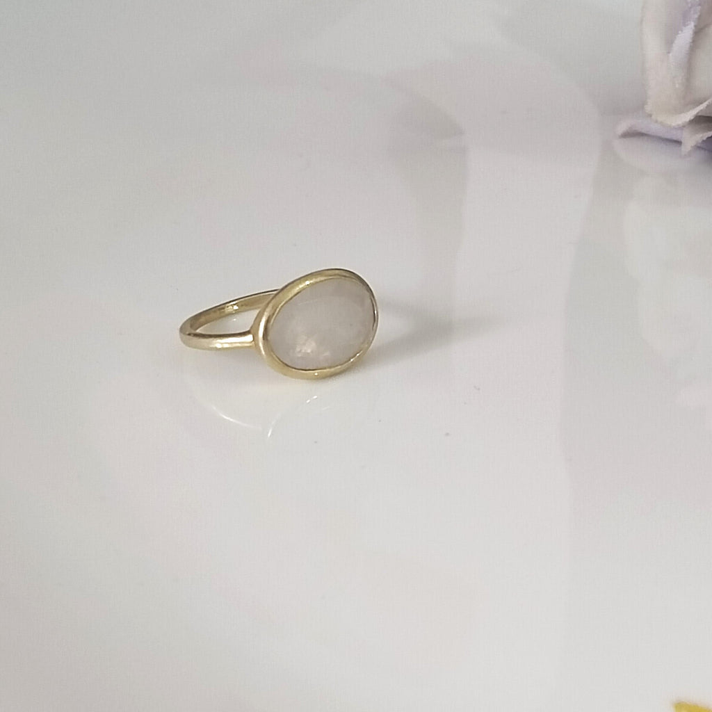Moonstone 14k Gold Ring, Minimalist Stone Ring, Gift For Her,