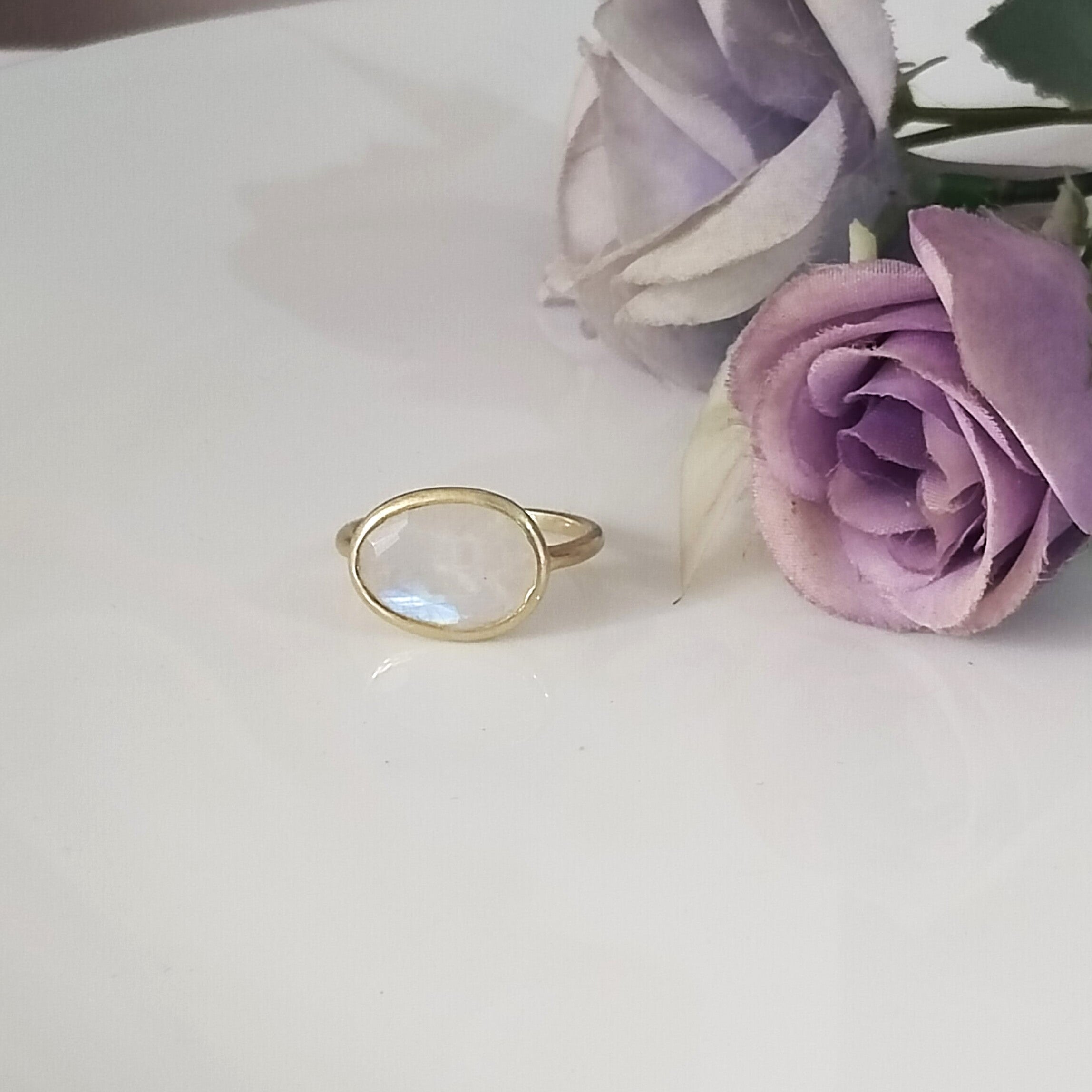 Moonstone 14k Gold Ring, Minimalist Stone Ring, Gift For Her,