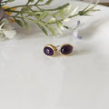 Amethyst Oval 14k Gold Stud Earrings, Minimalist Stone Earrings