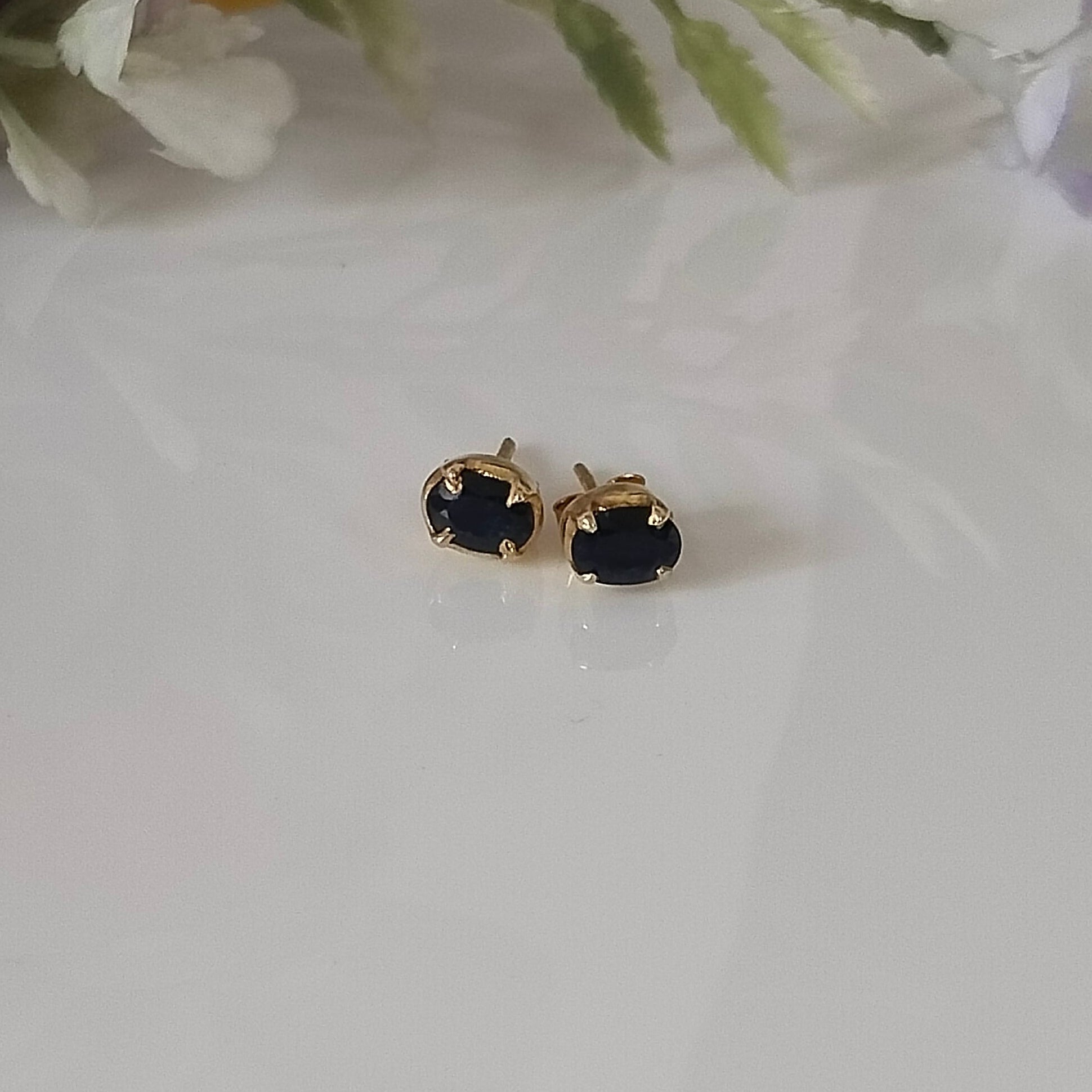 Black Onyx 14k Gold Stud Earrings, Minimalist Stone Earrings, Gift For Her