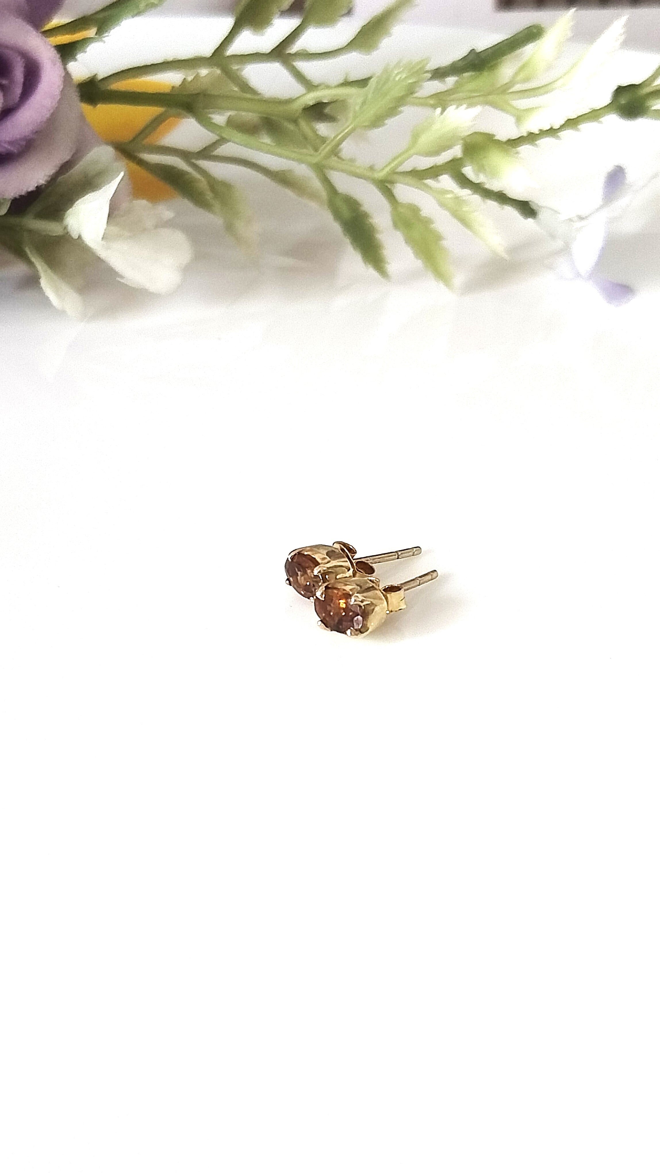 Yellow Topaz 14k Gold Studs, Minimalist Oval Studs, Gift For Her,