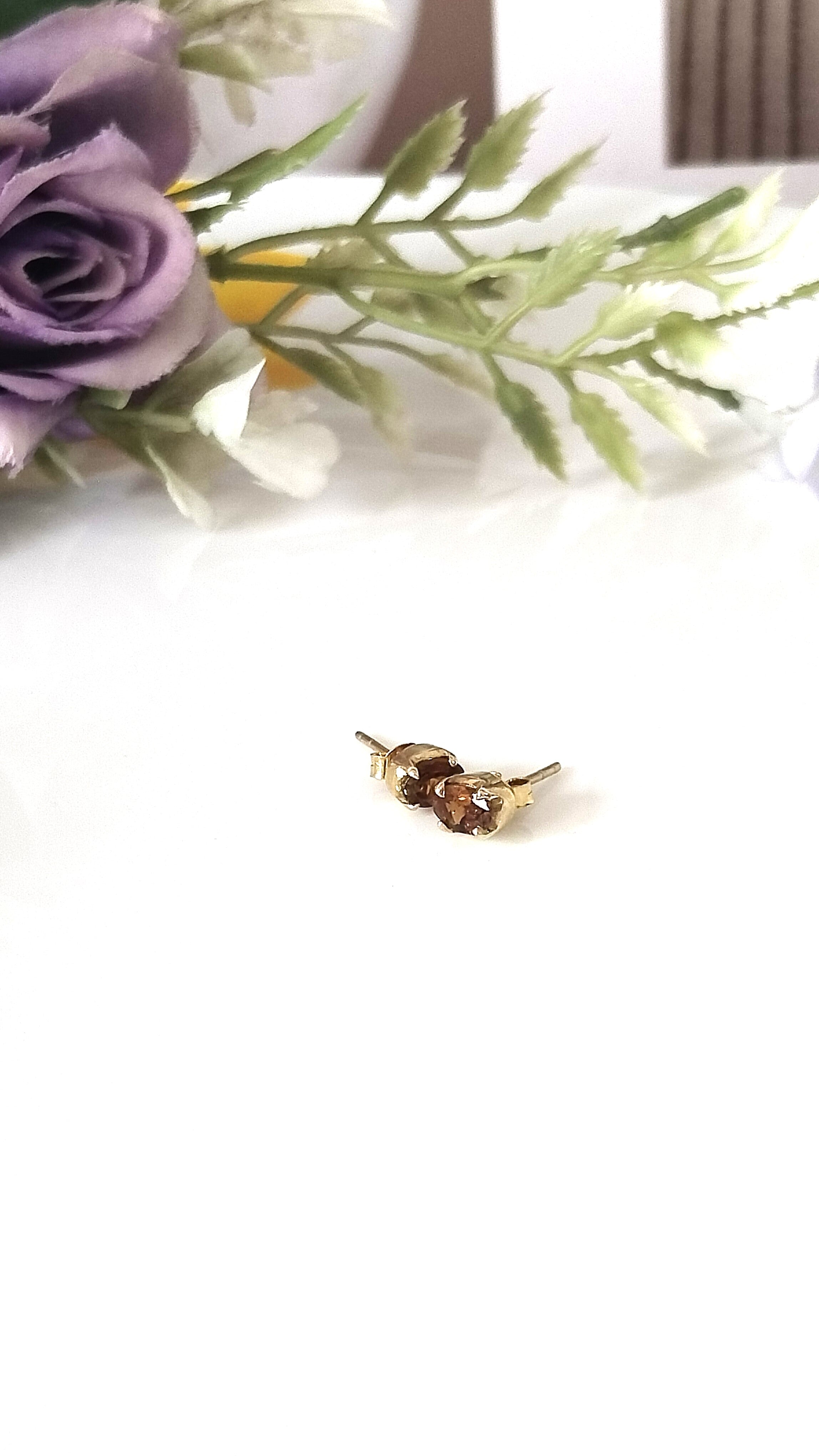 Yellow Topaz 14k Gold Studs, Minimalist Oval Studs, Gift For Her,