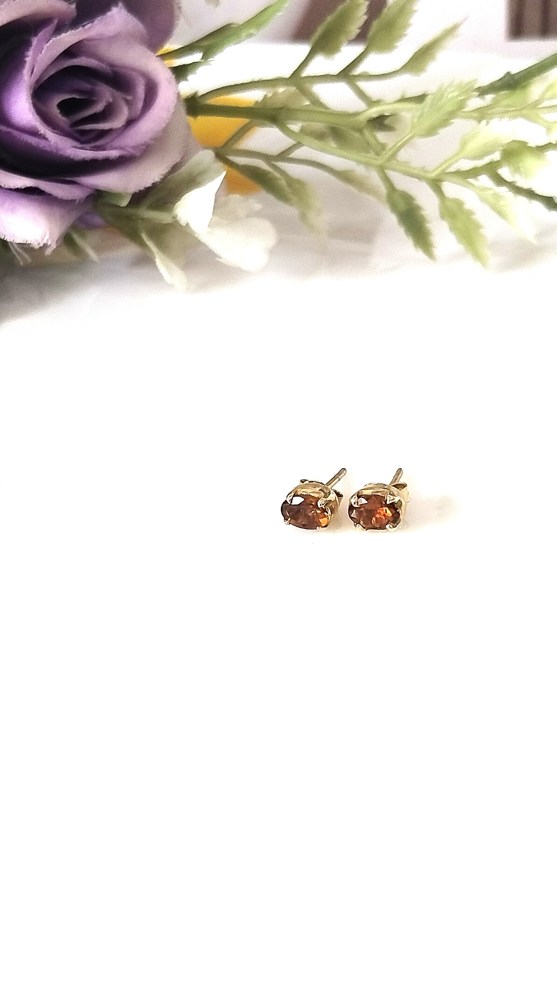 Yellow Topaz 14k Gold Studs, Minimalist Oval Studs, Gift For Her,