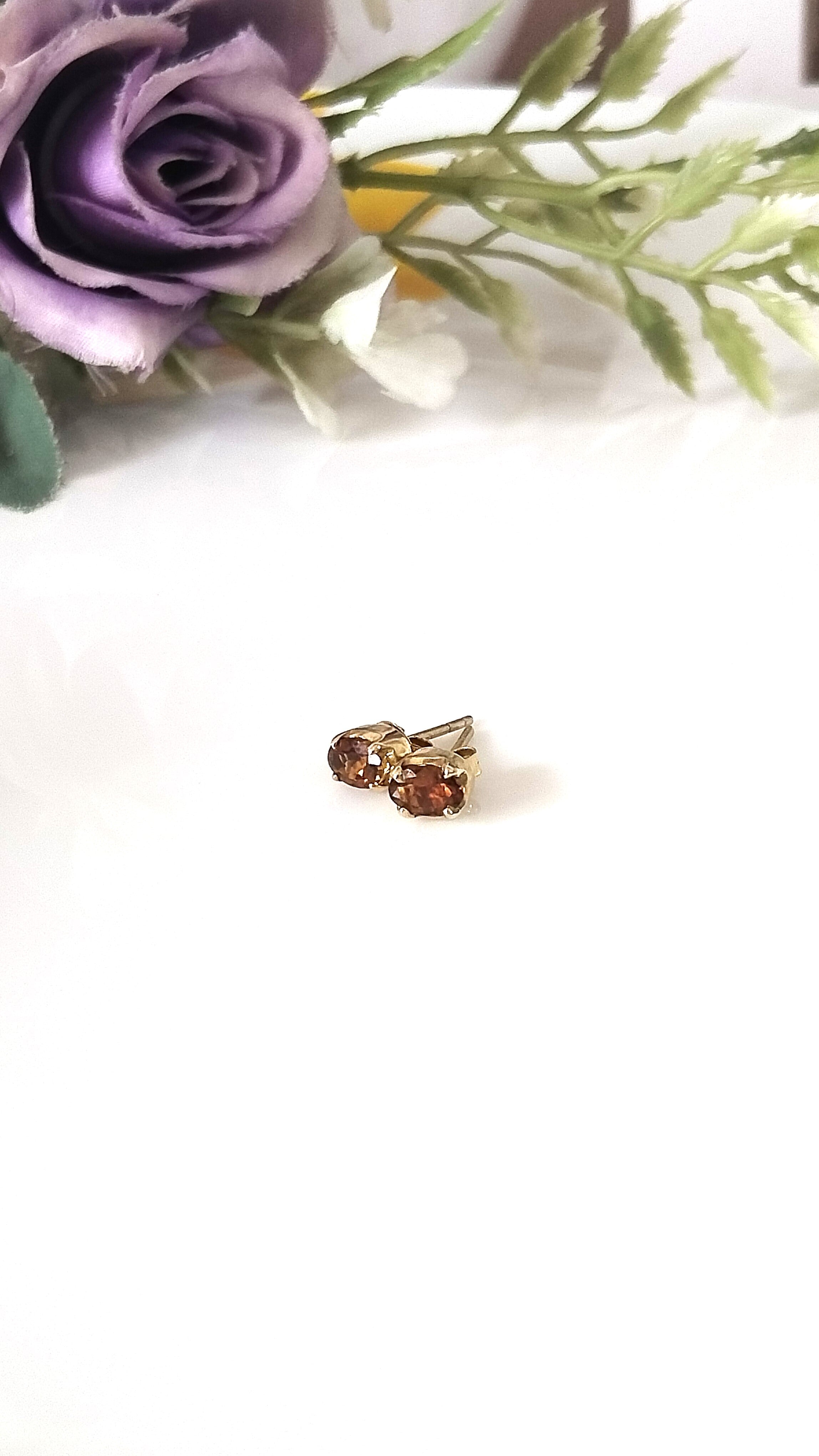 Yellow Topaz 14k Gold Studs, Minimalist Oval Studs, Gift For Her,