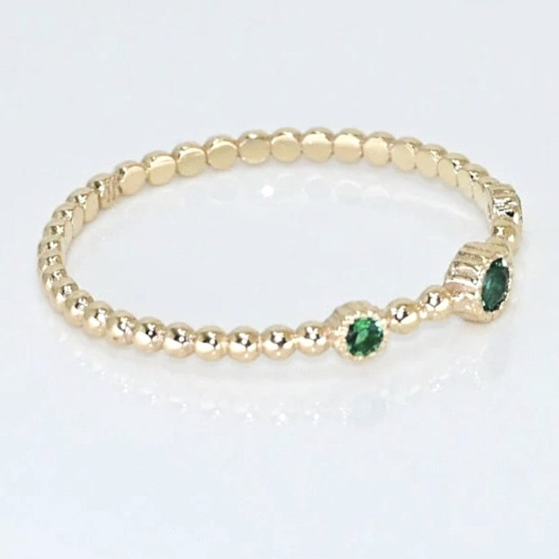 Emerald Dainty 14k Gold Ring, Minimalist Stacking Ring, Gift For Her