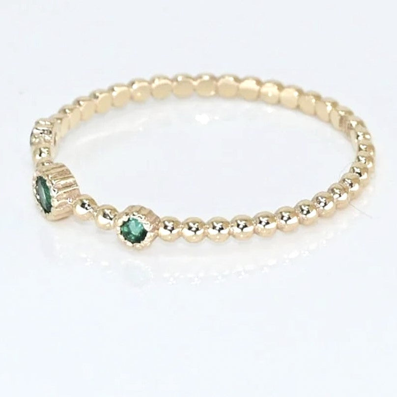 Emerald Dainty 14k Gold Ring, Minimalist Stacking Ring, Gift For Her
