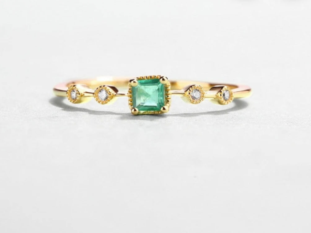 Blue Topaz Half Eternity Ring, 14k Gold Wedding Ring, Gift For Her