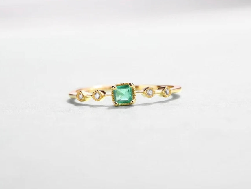 Blue Topaz Half Eternity Ring, 14k Gold Wedding Ring, Gift For Her