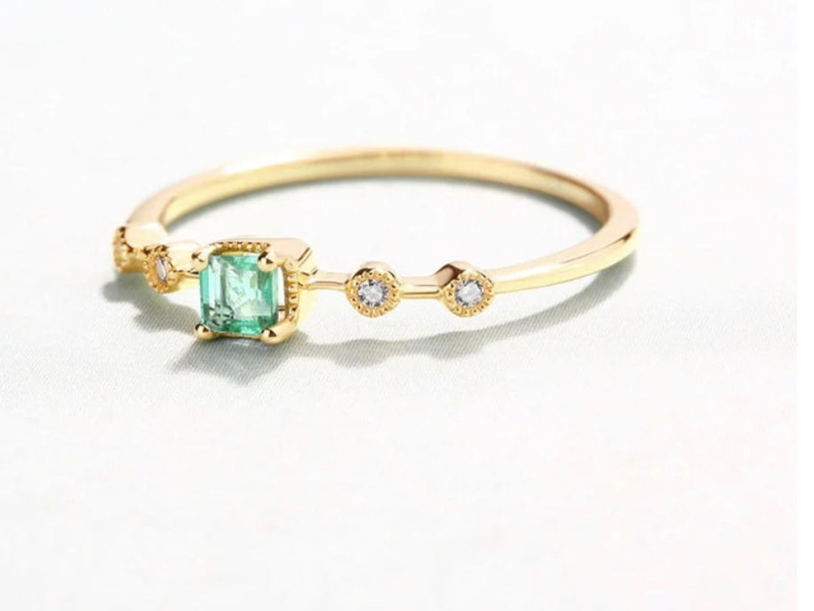 Blue Topaz Half Eternity Ring, 14k Gold Wedding Ring, Gift For Her