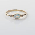 Opal 14k Gold Ring, Minimalist Stone Ring